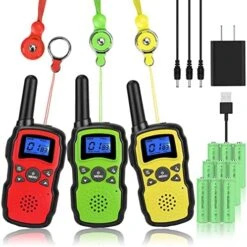 Wishouse Walkie Talkies For Kids Rechargeable 3 Pack,Walky Talky For Adults 2 Way Radio With USB Charger 9000mAh Battery,Camping Games Toy Birthday Halloween Xmas Gift For Boy Girl Children Family -Folkmanis Toys Shop 51CydCpYhZL. AC