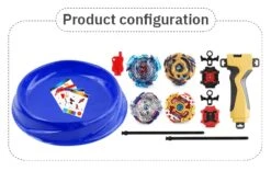 Bey Battle Burst Gyro Attack Blades Metal Fusion Evolution Combination With Starter Battle Arena, Launchers & Includes 4 Battling Metal Gyro Blades(4in1)