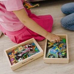 Melissa & Doug Wooden Magnets Set - Animals And Dinosaurs With 40 Wooden Magnets