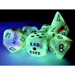 Sea Shell Lustrous Luminary Dice With Black Numbers 7+1 Dice Set 16mm (5/8in) Chessex -Folkmanis Toys Shop 51DAyXIdnRL