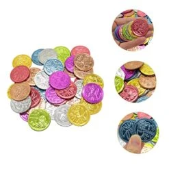 SAFIGLE Treasure Coin 100pcs Colored Gold Coins Board Games Coins Pirate Chest Fillers Halloween Toys Plastic Coins Plastic Playes Plastic Pirate Treasure Coins Party Toy Coin Toys -Folkmanis Toys Shop 51DG1KB2kOL