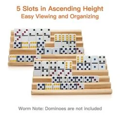 Plusvivo Domino Racks Set Of 2, Wooden Domino Trays Holders Organizer For Mexican Train And Other Dominoes Games 10 X 5.5 X 0.79 Inches - Dominoes NOT Included 8 Plusvivo Domino Racks Set Of 2, Wooden Domino Trays Holders Organizer For Mexican Train And Other Dominoes Games 10 X 5.5 X 0.79 Inches - Dominoes NOT Included -Folkmanis Toys Shop 51DI5CMYYOL