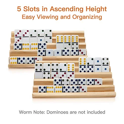 Plusvivo Domino Racks Set Of 2, Wooden Domino Trays Holders Organizer For Mexican Train And Other Dominoes Games 10 X 5.5 X 0.79 Inches - Dominoes NOT Included 4 Plusvivo Domino Racks Set Of 2, Wooden Domino Trays Holders Organizer For Mexican Train And Other Dominoes Games 10 X 5.5 X 0.79 Inches - Dominoes NOT Included - Image 2