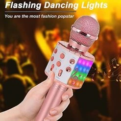 Toys For Girls Karaoke Microphone - Portable Wireless Bluetooth Karaoke Mic Machine With Flashlights, 3 4 5 Year Old Girl Birthday Gifts,Kids Toys For 6 7 8 9 10 Year Old Girl Stuff Teen Girl Gifts -Folkmanis Toys Shop 51DOOcyWrHL