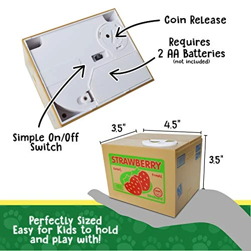 Coin Stealing Cat Piggy Bank For Kids - Cute Kitty Comes Out Of The Strawberry Money Bank - Cat Gifts For Cat Lovers 5 Coin Stealing Cat Piggy Bank For Kids - Cute Kitty Comes Out Of The Strawberry Money Bank - Cat Gifts For Cat Lovers - Image 3