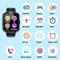 LODAPUG Smart Watch For Kids - Kids Smart Watch With Camera Music Player 16 Games Phone Call SOS, Kids Watch Toddler Toys Educational Toys Birthday Gifts For Girls Boys Age 4 5 6 7 8 9 10, Black -Folkmanis Toys Shop 51DSjl11EPL