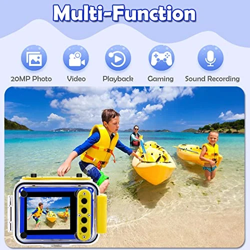 GKTZ Camera For Kids, 180 Rotatable Kids Action Waterproof Camera, 1080P HD Underwater Sport Outside Camera, Children Birthday Toys For 3-12 Years Old Girls Boys With SD Card 32GB 4 GKTZ Camera For Kids, 180 Rotatable Kids Action Waterproof Camera, 1080P HD Underwater Sport Outside Camera, Children Birthday Toys For 3-12 Years Old Girls Boys With SD Card 32GB - Image 2