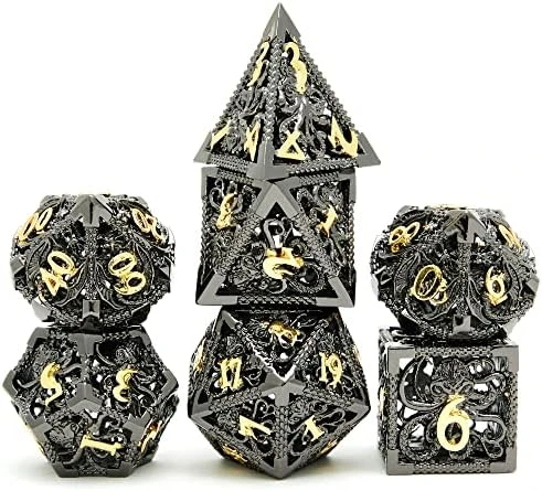 Hollow Metal DND Game Dice Dragon Design Ancient Iron 7Pcs Set For Dungeons And Dragons RPG MTG Table Games D&D Pathfinder Shadowrun And Math Teaching (with Metal Case) 16 Hollow Metal DND Game Dice Dragon Design Ancient Iron 7Pcs Set For Dungeons And Dragons RPG MTG Table Games D&D Pathfinder Shadowrun And Math Teaching (with Metal Case) - Image 14