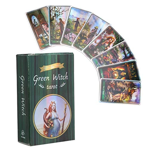 Tarot Cards,Classic Green Witch Visions Hologram Paper Tarot Cards,Portable Family Travel Board Deck Games Guidance Divination Fate Playing Game Cards,for Beginners And Expert Readers (78Pcs) 3 Tarot Cards,Classic Green Witch Visions Hologram Paper Tarot Cards,Portable Family Travel Board Deck Games Guidance Divination Fate Playing Game Cards,for Beginners And Expert Readers (78Pcs)