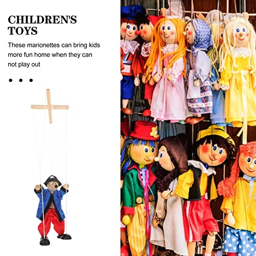 LUOZZY 2Pcs Marionette Puppets Doll Wooden Pirate Marionette Pull String Hand Puppet Clown Toys Handiwork Interactive Toys For Birthday Holiday Party Gifts, Blue… 4 LUOZZY 2Pcs Marionette Puppets Doll Wooden Pirate Marionette Pull String Hand Puppet Clown Toys Handiwork Interactive Toys For Birthday Holiday Party Gifts, Blue… - Image 2