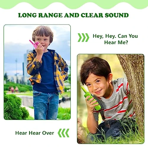Wcfish Walkie Talkies For Kids, 2 Pack 22 Channels 2 Way Radio With Backlight LCD Flashlight, 3KMs Long Range Kids Toys For 3-12 Years, Children's Outdoor Adventure Camping Hiking Game (Green+Pink) 4 Wcfish Walkie Talkies For Kids, 2 Pack 22 Channels 2 Way Radio With Backlight LCD Flashlight, 3KMs Long Range Kids Toys For 3-12 Years, Children's Outdoor Adventure Camping Hiking Game (Green+Pink) - Image 2