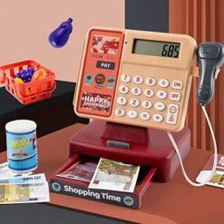 GENERIC Toy With Scanner-Red Toddler Toy With Real Calculator, Game , Credit Card Reader 24 X 26 X 8 Cm (Multicolor, One Size) -Folkmanis Toys Shop 51EFcuOAcJL