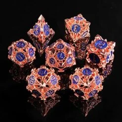 Cttasty DND Dice Set Hollow Metal Dice Set Handmade 7pcs Polyhedral Dice Set DND RPG MTG Role Playing Game Dice Set D&D Dice With Gift Case For DND Dungeons And Dragon (Green Gold) -Folkmanis Toys Shop 51EHFgdG4iL. AC