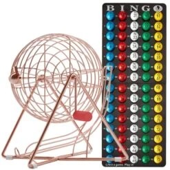 MR CHIPS 11" (Inch) Tall Professional Bingo Set With Steel Bingo Cage, Everlasting 7/8” Bingo Balls, Master Board For Bingo Balls - 4 Color Choices