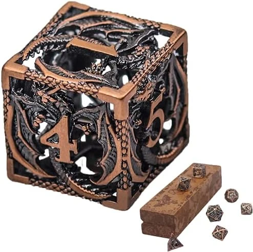 Metal Dragon DND Dice Set,Copper Material D&D Style Dice For Medieval Fantasy RPG,7 Dies With Tin Box,Silver Dragon 11 Metal Dragon DND Dice Set,Copper Material D&D Style Dice For Medieval Fantasy RPG,7 Dies With Tin Box,Silver Dragon - Image 9