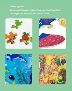 RELOVS Jigsaw Puzzles For Kids Ages 4-8, 8-10, Children Interesting Animal Shaped Puzzle Learning Educational Toys Gifts Games For Boys And Girls (Crocodile-154 Pieces) -Folkmanis Toys Shop 51EOoCwKNAL