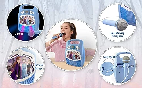 EKids Frozen 2 Bluetooth Portable MP3 Karaoke Machine Player With Light Show Store Hours Of Music With Built In Memory Sing Along Using The Real Working Microphone USB Port To Expand Your Content 7 EKids Frozen 2 Bluetooth Portable MP3 Karaoke Machine Player With Light Show Store Hours Of Music With Built In Memory Sing Along Using The Real Working Microphone USB Port To Expand Your Content - Image 5