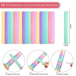 VINYL FROG Rainbow Silicone Slap Bracelets, 6 Colors Slap Bracelet Wristbands Soft And Safe For School Party DIY Painting Favors Craft Project, 8.5 Inch X 1 Inch