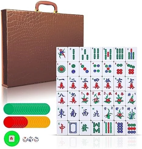 ORIENTOOLS Chinese Mahjong Game Set - 1.5" Large Mah Jongg Set - Green Mahjong Tiles Set Contains 144 Melamine Tiles, 2 Spare Tiles 10 ORIENTOOLS Chinese Mahjong Game Set - 1.5" Large Mah Jongg Set - Green Mahjong Tiles Set Contains 144 Melamine Tiles, 2 Spare Tiles - Image 8