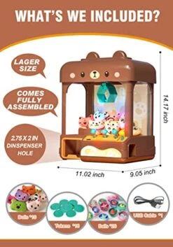 Cxjoigxi Mini Claw Machine For Kids Adults With Prizes,Volume Control And 60 Seconds Countdown,2 Power Supply Modes,Gumball Candy Vending Machines Toys For 4-7 8-12 Year Old Boy Girl Gift Ideas-Bear -Folkmanis Toys Shop 51EVXivBakL