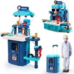 Kitchen Playset, 3 In 1 Kitchen Pretend Play Toys Travel Suitcase, 49 PCS Realistic Cooking Accessories, Sounds, Lightnd, Running Water, Great Kitchen Toys For Toddlers Kids -Folkmanis Toys Shop 51EYMtGI2VL. AC