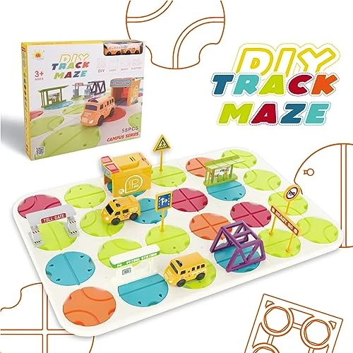 Brain Teasers Kid Puzzle Board Games - STEM Toy Track Maze School Bus Has Music Lamplight Effects, Educational Montessori Birthday Gift For Ages 3-12 Year Old Boys Girls, Interactive Toys For Kids 3-5 3 Brain Teasers Kid Puzzle Board Games - STEM Toy Track Maze School Bus Has Music Lamplight Effects, Educational Montessori Birthday Gift For Ages 3-12 Year Old Boys Girls, Interactive Toys For Kids 3-5