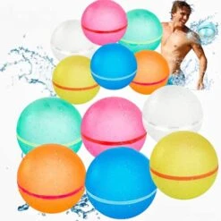 KISKISBY Reusable Water Balloons Water Bombs Splash Ball Quick Fill Self-Sealing Silicone Refillable Water Balls Outdoor Activities Summer Toy Pool Beach Water Games Toys For Kids Ages 4-12 (12 Pcs) -Folkmanis Toys Shop 51Ele1QuXnL