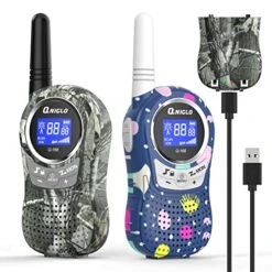 Qniglo Rechargeable Walkie Talkies For Adults, Long Range Kids Walkie Talkies 2 Pack, Spy Games Army Toys Walkie Talkie For Boys Girls, Birthday, Halloween, For Kids Outdoor Camping