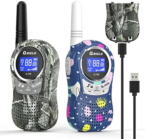 QNIGLO Camping Walkie Talkies For Kids Rechargeable, Camo Kids Walkie Talkies For Boys Girls Fit Outdoor Adventure Game Spy Gear Hiking, Army Police Toys For 3 4 5 6-12 Year Old 9 QNIGLO Camping Walkie Talkies For Kids Rechargeable, Camo Kids Walkie Talkies For Boys Girls Fit Outdoor Adventure Game Spy Gear Hiking, Army Police Toys For 3 4 5 6-12 Year Old - Image 7