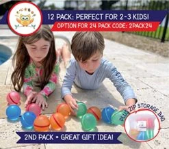 DaWikity Kids Reusable Water Balloons For Kids (12 Pack) - Self Sealing Splash Balls With Fully Enclosed Magnets In Silicone Seal - Safe Water Toys For Girls, Boys - Waterproof Storage Bag Included -Folkmanis Toys Shop 51F1DvypzDL