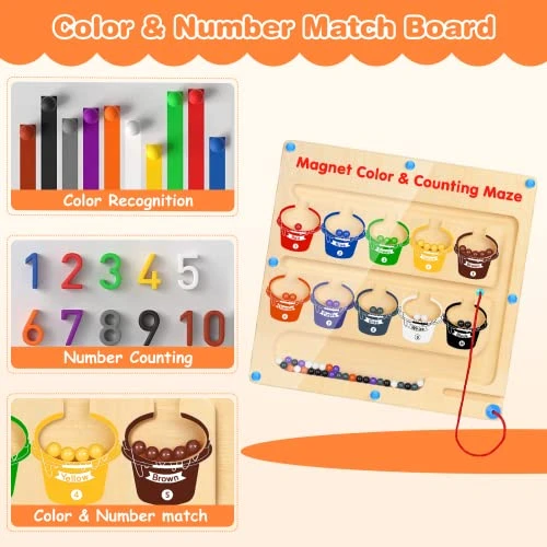 Stronger Magnet Montessori Toys,FLITI Color And Number Counting Games,Wooden Puzzle Board For Toddlers,Birthday Gifts & Fine Motor Toys For 1+ 2 3 4 5 Years Old Boys Girls 7 Stronger Magnet Montessori Toys,FLITI Color And Number Counting Games,Wooden Puzzle Board For Toddlers,Birthday Gifts & Fine Motor Toys For 1+ 2 3 4 5 Years Old Boys Girls - Image 5