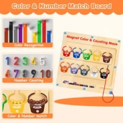 Magnetic Color And Number Maze, Montessori Wooden Magnet Puzzle Game Board For Toddlers, Learning & Education Toys For Preschoolers, Fine Motor Skills Toys For Boys Girls 3 4 5 Years Old -Folkmanis Toys Shop 51F3Bnr0HlL