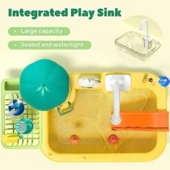 CUTE STONE Play Sink With Running Water, Kitchen Sink Toys With Upgraded Electric Faucet, Play Food Toys, Pool Floating Fishing Toys For Water Play, Kids Role Play Dishwasher Toy Gift For Boys Girls -Folkmanis Toys Shop 51F4muru1xL