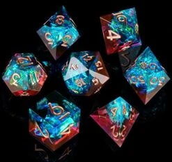 Sharp Edge DND Dice Set Handmade 7 Accessories Dice For Dungeons And Dragons TTRPG Games, Multi-Sided RPG Polyhedral Resin Sharp Edge Dice Roleplaying Games Shadowrun Pathfinder MTG -Folkmanis Toys Shop 51F7jBw8vGL. AC