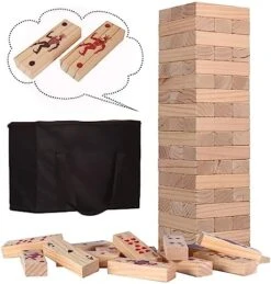 NI-ROU Wooden 2 In 1 Tumbling Tower Game With Poker Stacking Classic Games For Adults And Family Outdoor & Indoor 4.7 X 1.6 X 1 Inches -Folkmanis Toys Shop 51F7o3B3BL. AC
