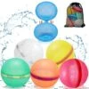 Reusable Water Balloons, 6 Packs Water Bomb Balloons Latex-Free Silicone Water Splash Ball With Mesh Bag, Self Sealing Quick Fill Summer Pool Toys Splash Balls For Boys And Girls 2 Reusable Water Balloons, 6 Packs Water Bomb Balloons Latex-Free Silicone Water Splash Ball With Mesh Bag, Self Sealing Quick Fill Summer Pool Toys Splash Balls For Boys And Girls -Folkmanis Toys Shop 51FCn6BmsAL