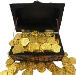 Seven Seas Pirates - Buccaneer Treasure Octopus Chest With Lot Of 50 Mixed 5 Color Doubloons - Rogue`s Jewelry Box Filled Coins For Pretend Games -Folkmanis Toys Shop 51FEWYAAh3L. AC 1