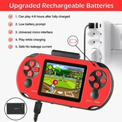 TaddToy 16 Bit Handheld Game Console For Kids Adults, 3.0'' Large Screen Preloaded 230 HD Classic Retro Video Games With USB Rechargeable Battery & 3 Game Cartridges For Birthday Gift For Kids 4-12 -Folkmanis Toys Shop 51FEsyDI2uL