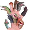 FUN LITTLE TOYS 10 PCS Dinosaur Finger Puppets For Kids Rubber, Soft Realistic Pinata Stuffers Set, Bath Dinosaur Head Finger Toys, Animal Hand Puppet Bulk Birthday Party Supplies Favors Decorations