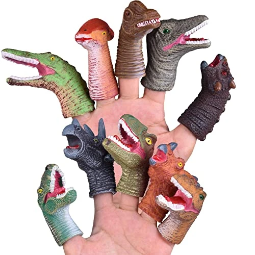 FUN LITTLE TOYS 10 PCS Dinosaur Finger Puppets For Kids Rubber, Soft Realistic Pinata Stuffers Set, Bath Dinosaur Head Finger Toys, Animal Hand Puppet Bulk Birthday Party Supplies Favors Decorations 3 FUN LITTLE TOYS 10 PCS Dinosaur Finger Puppets For Kids Rubber, Soft Realistic Pinata Stuffers Set, Bath Dinosaur Head Finger Toys, Animal Hand Puppet Bulk Birthday Party Supplies Favors Decorations