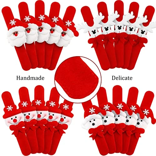 Blulu 20 Pieces Christmas Slap Bracelets Christmas Snap Bracelet Party Favors Xmas Slap Bands Include Santa Claus Snowman Reindeer Bear Christmas Decorations For Girls And Boys 4 Blulu 20 Pieces Christmas Slap Bracelets Christmas Snap Bracelet Party Favors Xmas Slap Bands Include Santa Claus Snowman Reindeer Bear Christmas Decorations For Girls And Boys - Image 2