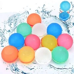 12Pcs Reusable Water Bomb Balloons, Easy Quick Fill Silicone Water Splash Ball, Self-Sealing Water Bomb For Kids Adults Outdoor Water Games Summer Fun Party Supplies (12 Pack)