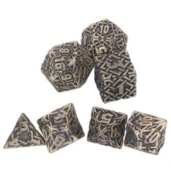 TOPINCN Solid Dices Toy Metal Polyhedron Clear Number Role Playing Rolling Dice Toy Set For Tabletop (Barrel Plated Bronze)