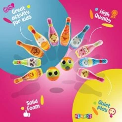 Play22 Kids Bowling Set With Carrying Bag - Colorful 12 Piece Toy Bowling Set - Sturdy Soft Foam Set - Includes 10 Pins And 2 Balls – Childrens Bowling Set & Toddler Bowling Set - Original -Folkmanis Toys Shop 51Ftx3jH5bL