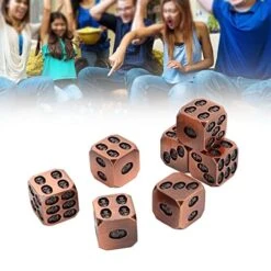 Arsor Skull Bones Dice, 7pcs Six Sided Skeleton Dice Metal Inlaid Skull Dice With Storage Box Club Pub Party Game Toys Dice DND Dice Set For Club Pub Halloween Party(Antique Red Bronze) -Folkmanis Toys Shop 51FvZPgOS7L