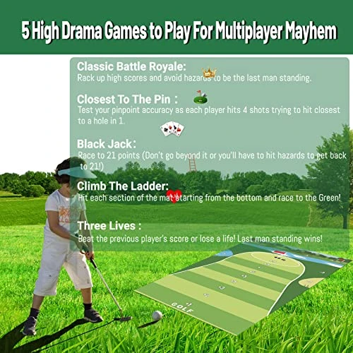 Golf Chipping Game Mat - Indoor Outdoor Golf Games For Adults With Chipping Mat,12 Sticky Balls, 4 Ground Stakes, Score Card, And 2 Storage Bags-Golf Game For Home Backyard Office (New-A) 4 Golf Chipping Game Mat - Indoor Outdoor Golf Games For Adults With Chipping Mat,12 Sticky Balls, 4 Ground Stakes, Score Card, And 2 Storage Bags-Golf Game For Home Backyard Office (New-A) - Image 2