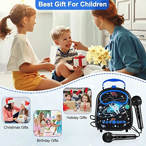 Kids Karaoke Machine For Boys Girls With 2 Microphone Portable Toddlers Singing Speaker Children Karaoke Toys With Voice Changer,Gifts For Birthday Holiday Christmas 4 Kids Karaoke Machine For Boys Girls With 2 Microphone Portable Toddlers Singing Speaker Children Karaoke Toys With Voice Changer,Gifts For Birthday Holiday Christmas - Image 2