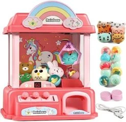 Claw Machine For Kids, Mini Vending Machines Arcade Candy Indoor Claw Game Prizes Fun Toy, Electronic Small Pink Toys For Girls，Gifts For 5 6 7 8 9 10 Year Old -Folkmanis Toys Shop 51G4svAu nL. AC