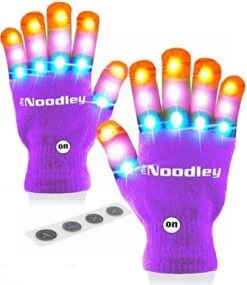 The Noodley Flashing LED Light Gloves Kids And Teen Sized With Extra Batteries Finger Toy Cosplay Halloween Costume Accessory Boys And Girls - Ages 8-12 (Medium, Black) -Folkmanis Toys Shop 51G7cb9pOdL. AC