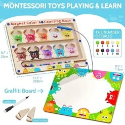 Teneytoyz Magnetic Color And Number Maze, Montessori Toys For 3 4 5 Years Old Fine Motor Skills Toys For Toddlers, Wooden Magnet Maze Puzzle Board For Boys Girls 8 Teneytoyz Magnetic Color And Number Maze, Montessori Toys For 3 4 5 Years Old Fine Motor Skills Toys For Toddlers, Wooden Magnet Maze Puzzle Board For Boys Girls -Folkmanis Toys Shop 51GBatGwVjL